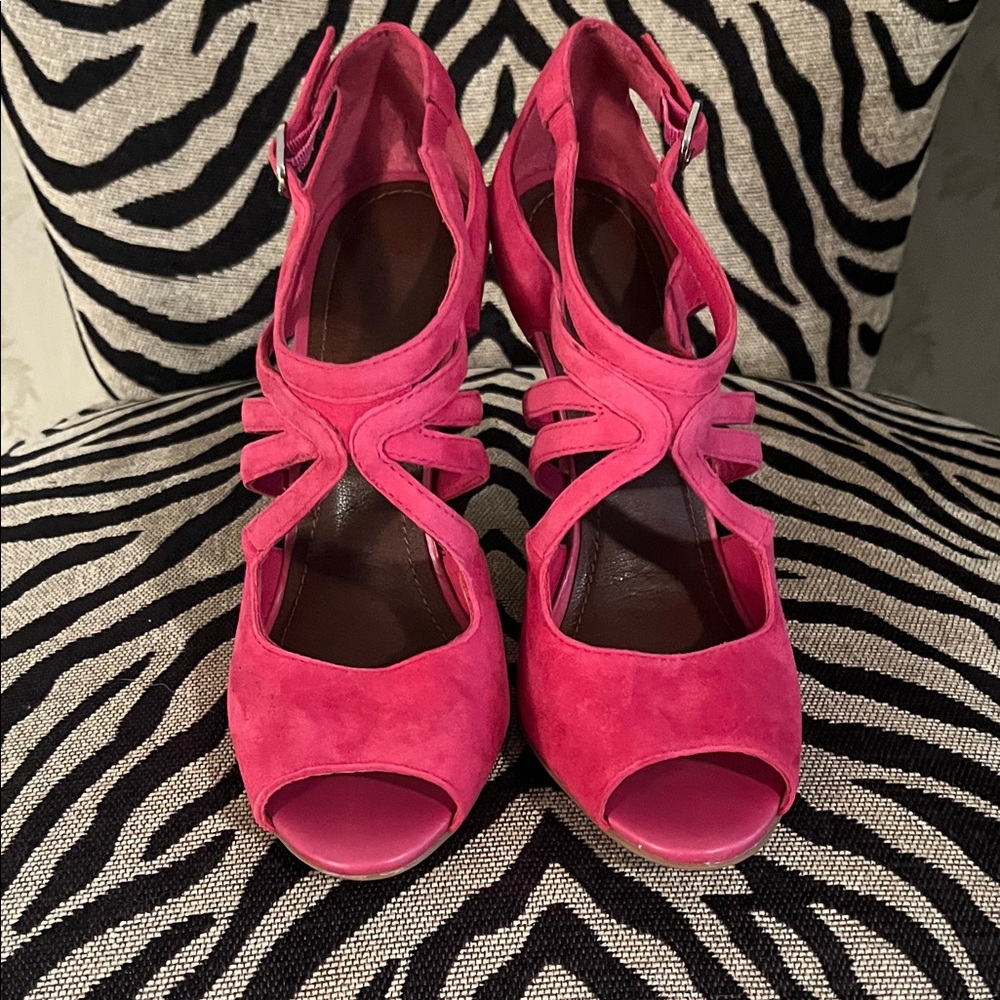 Giani Bernini Fuchsia Open-Toe Heels